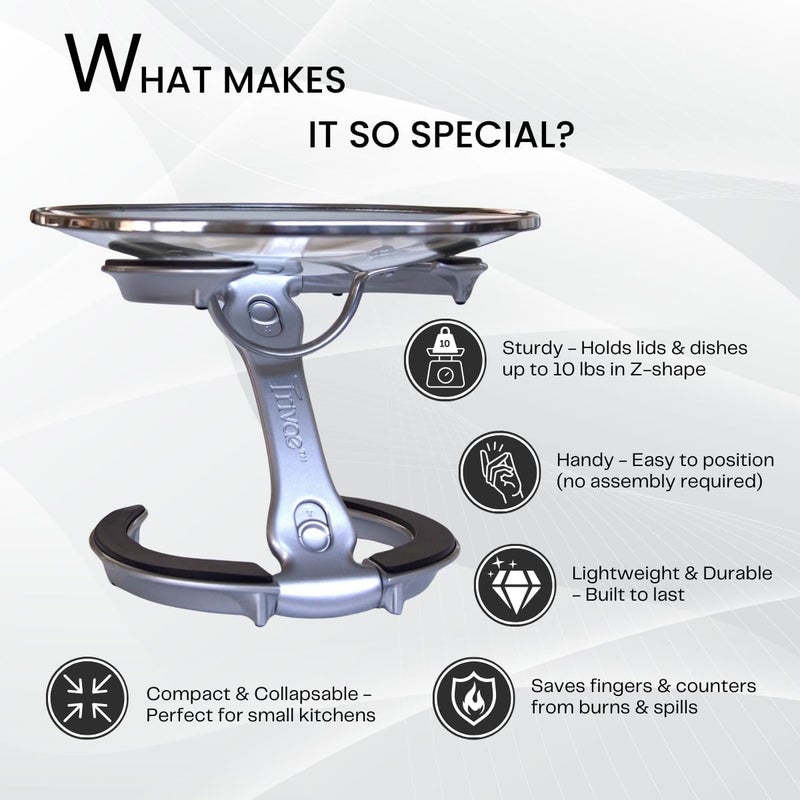 Trivae Pot Lid Holder – 4-in-1 Pot Lid Holder While Cooking, Pan Lid Holder, Trivet & Cake Stand – Versatile Kitchen Tool for Hot Pots, Serving & Display – Space-Saving, Heat-Resistant Stand - Image 4